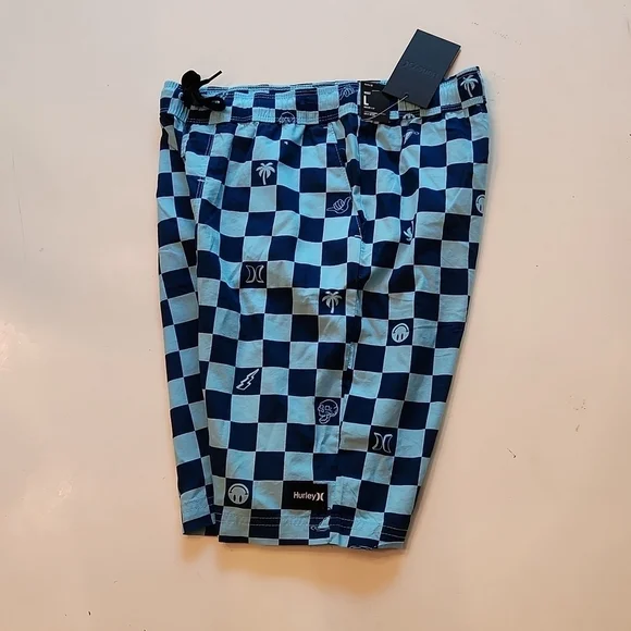 Hurley Blue large 12 13 printed pull on walkshorts large new with tags - Picture 4 of 13